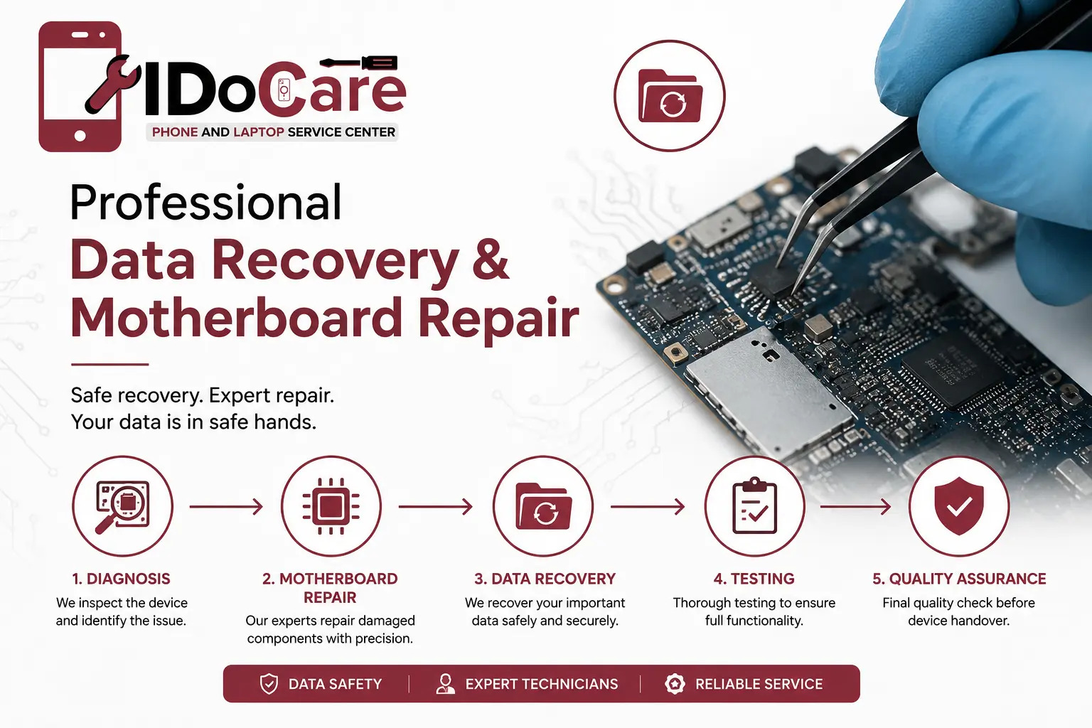 Professional Data Recovery & Motherboard Repair Process