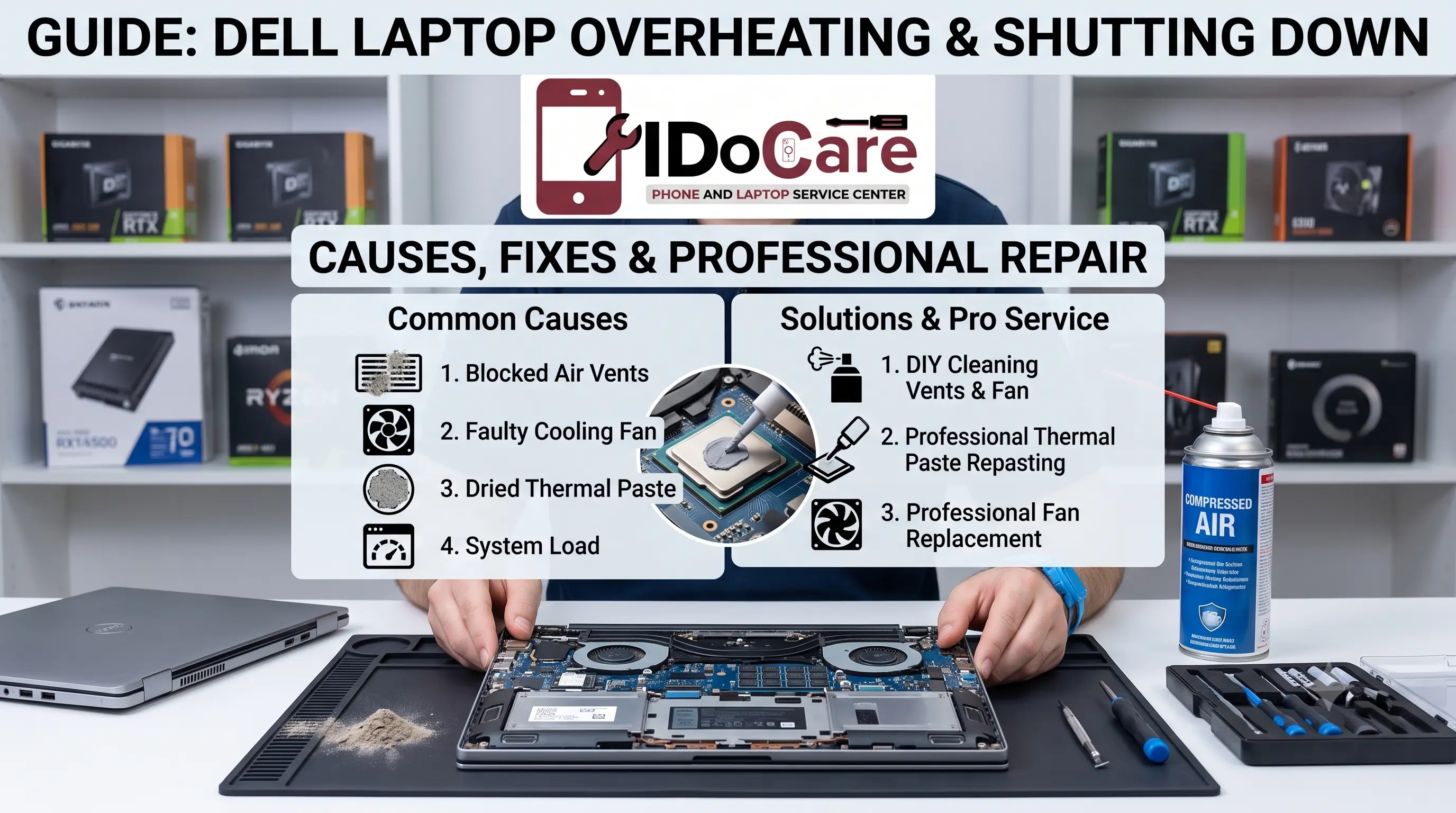 Dell Laptop Overheating and Shutting Down? Causes, Fixes & Professional Repair Guide