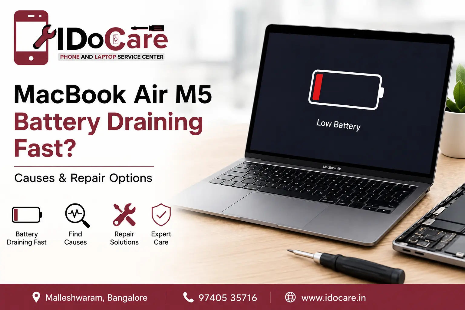 MacBook Air M5 Battery Draining Fast? Causes & Repair Options