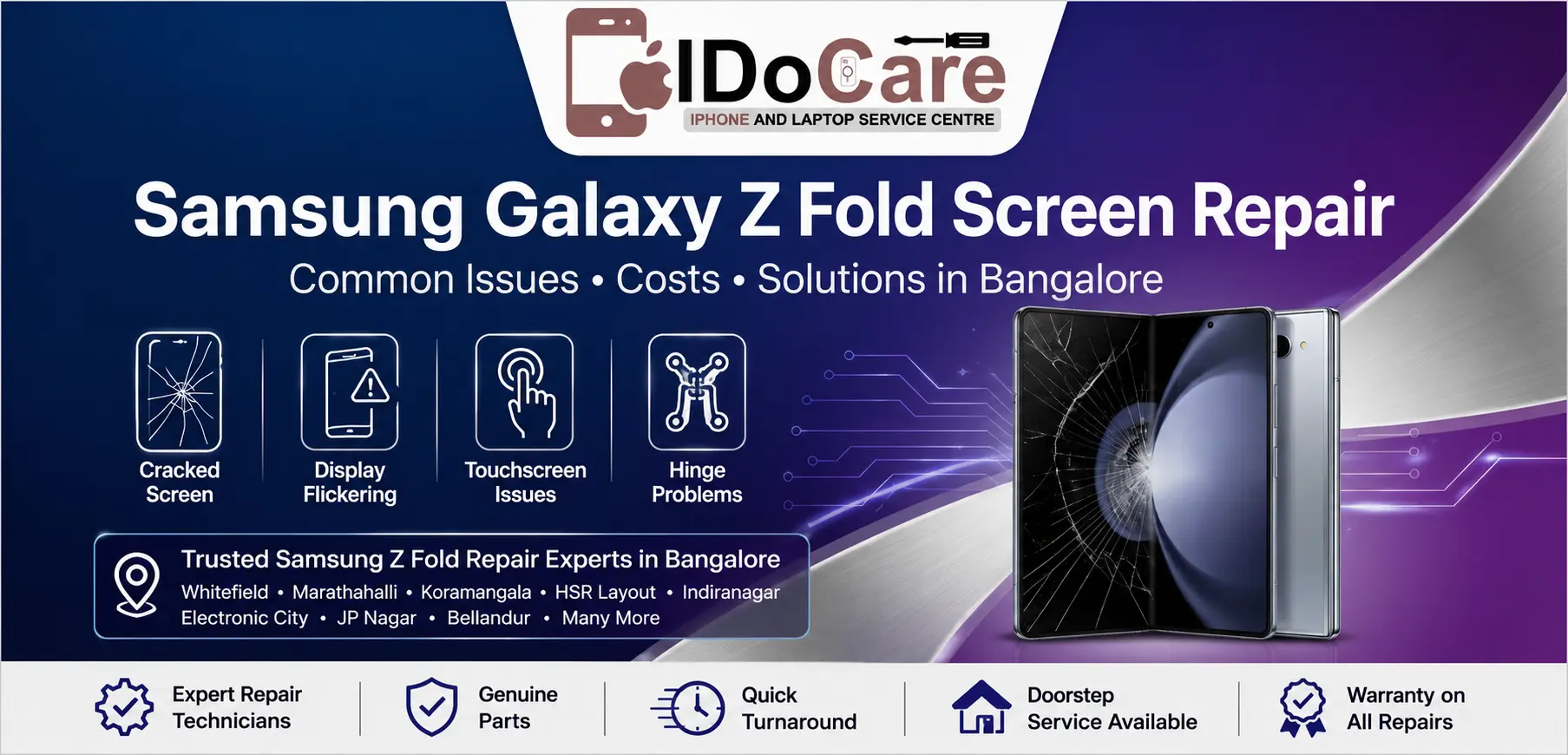 Samsung Galaxy Z Fold Screen Repair in Bangalore – Common Issues, Costs & Solutions