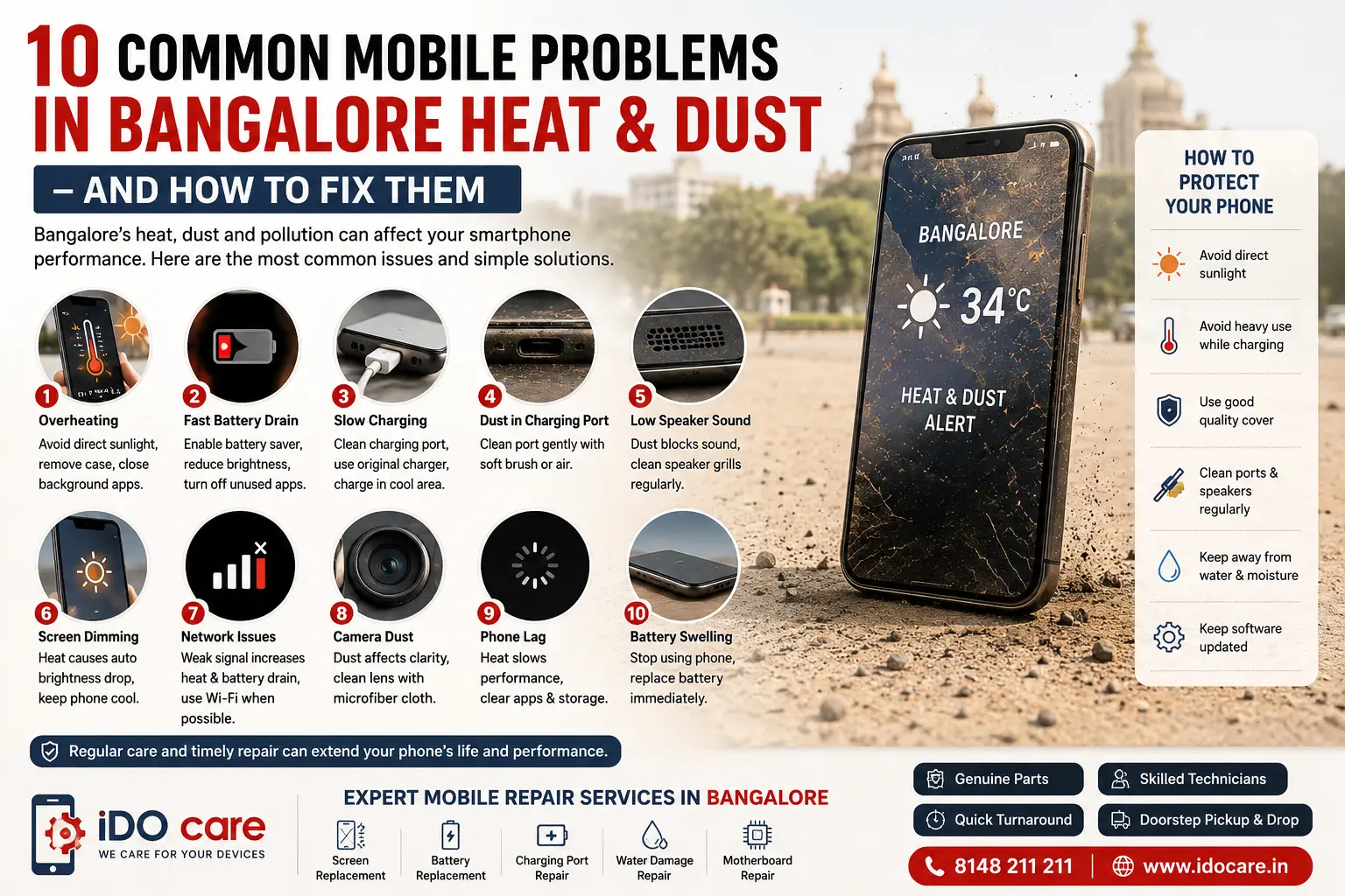 10 Common Mobile Problems in Bangalore Heat & Dust – And How to Fix Them